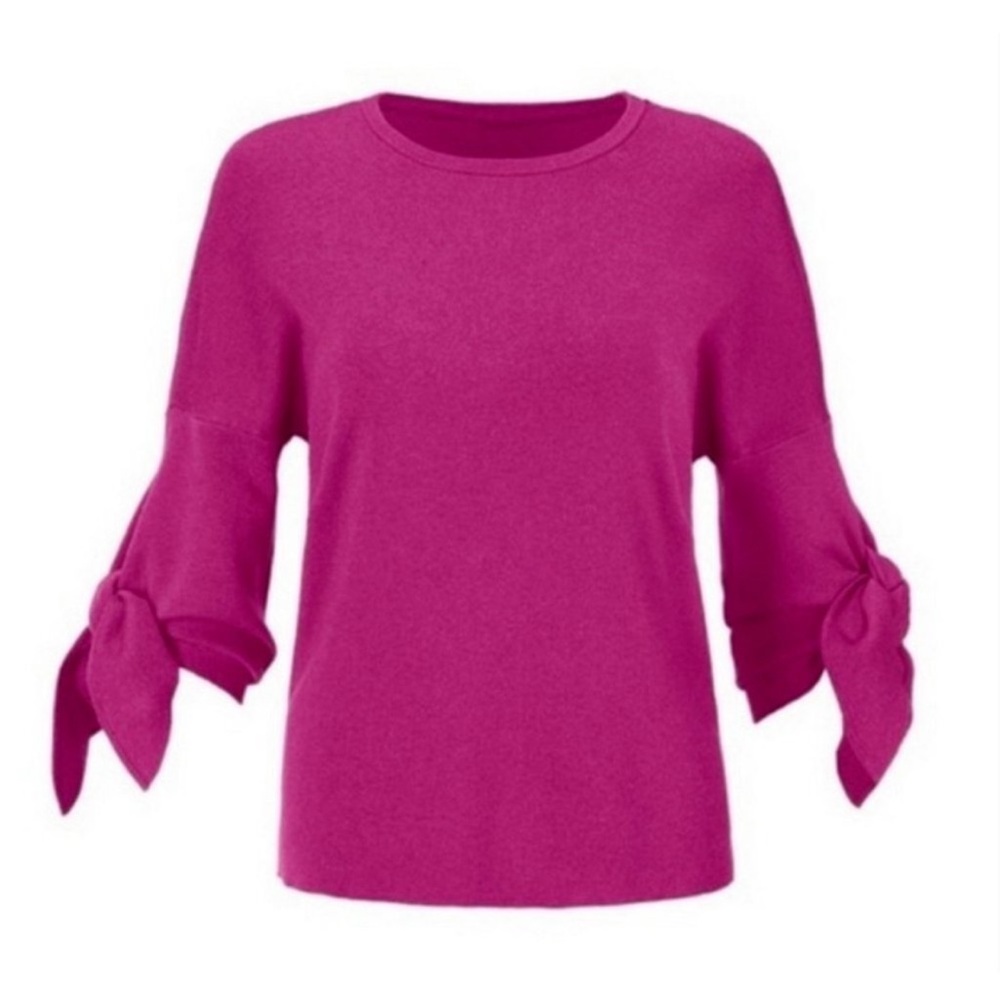 CAbi Tether Orchid Pink Sweater Tie‎ Sleeve Women’s Medium #3887 NEW